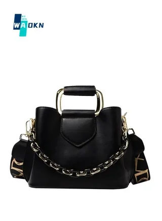 Women's Stylish Three-tier Shoulder Bag, Ladies Simple Chain Tote Bag Handbag Clutch Bag Carrying Bag, Textured Decoration Commuter Crossbody Bag Sling Bag Side Bag(Black) 