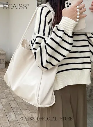 Women Single Shoulder Bag Versatile Commuter Handheld Bag with Large Capacity Underarm Tote Bag Fashionable Soft Leather Shoulder Bag 