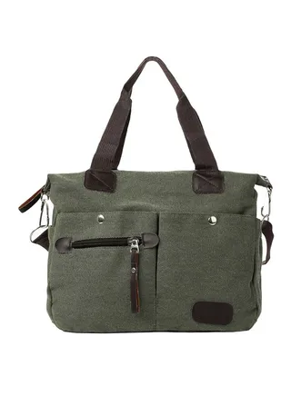 Zipper Closure Shoulder Bag Green 