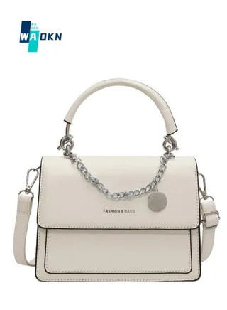 Women's Fashion Shoulder Bag, Ladies Simple Chain Crossbody Bag Sling Bag, Solid Color Handbag, Tote Bags，Carrying Bag, Gift Bag（White) 
