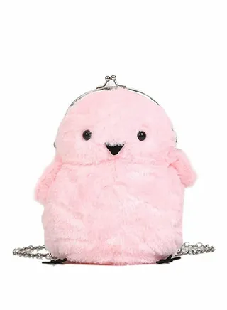 Women Plush Crossbody Bag, Chick Purse Crossbody Fluffy Fur Coin Wallet Chain Pouch, Chic Small Shoulder Purse Cell Phone Wallet for Girls (Pink) 