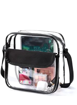 Clear Crossbody Bag, See Through Clear Purse Handbags with Adjustable Strap, Transparent Waterproof PVC Messenger Shoulder Bag for Women Work Sport Concert, Clear 