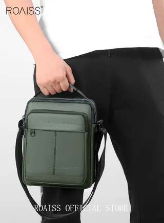 Men Casual PU Leather Crossbody Bag Vertical Type Square Type Shoulder Bag Men Zipper Buckle PU Leather Messenger Bag Crossbody Shoulder Bag Vintage Handle Bags 