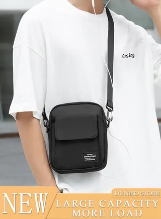 Mens Crossbody Bag Shoulder Bag with Adjustable Strap and Top Handle Multi-layer Functional New Trends Fashion Handbag Black 