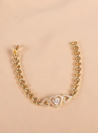 Chinese Gold Bracelet with Zirconic Heart 