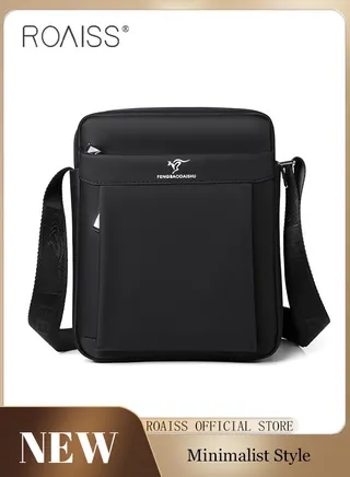 Casual Oxford Crossbody Bag for Men Multiple Pockets Smooth Zipper Adjustable Strap Waterproof Square Shoulder Bag Mens Fashionable Commuting Premium Wear Resistant Outdoor Backpack 