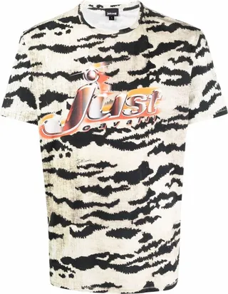 tiger-print logo T-shirt