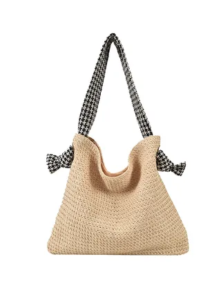 Womens Hand-woven Straw Shoulder Bag Large Summer Beach Handbag Tote 
