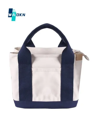 Unisex Student High Grade Canvas Zipper Tote Lunch Bag Large Capacity Shopping Bag Daily Commuting Shoulder Bag 