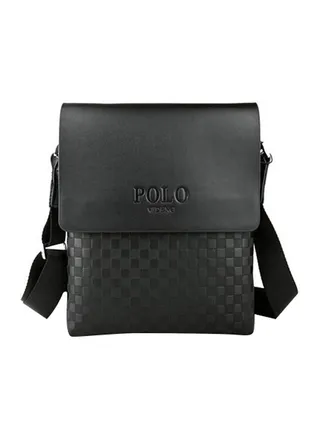 Leather Messenger Bag Black 