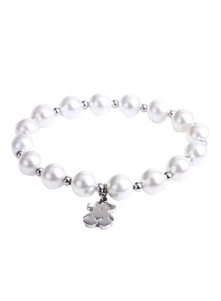 Little Bear Artificial Pearl Beaded Charm Bracelet 
