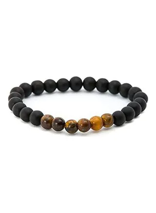 Matte Onyx And Tiger Eye Beaded Bracelet 
