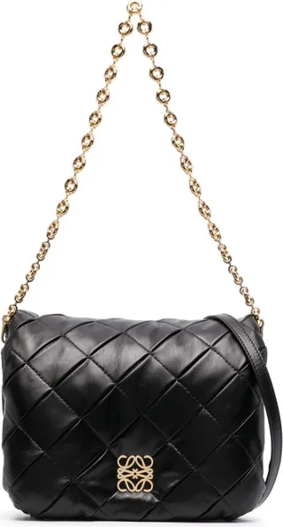 Black Puffer Goya Leather Shoulder Bag