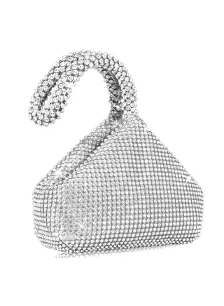 Women's Rhinestone Clutch Evening Bags Sparkly Glitter Triangle Purse for Party Prom Wedding 