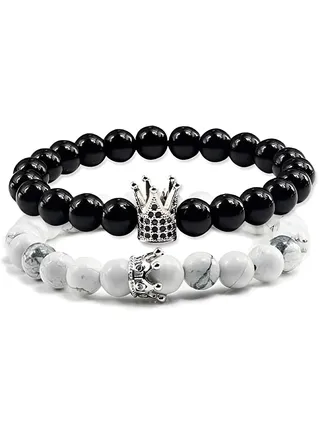 Couple Distance Beads King and Queen Stone Bracelet 