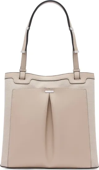 Calvin Klein Nickel Textured Woven Magnetic Snap Tote Bag