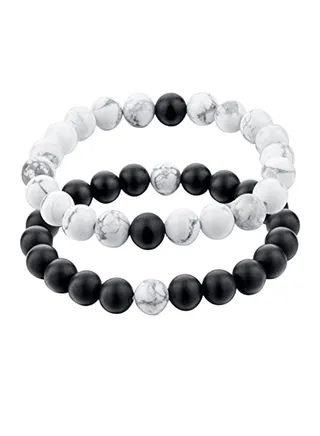 Set of Agate and Howlite Stones Couple Bracelet 