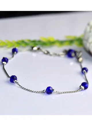 4ml Royal Blue Crystals & Nickel Chrome Chain Bracelet 