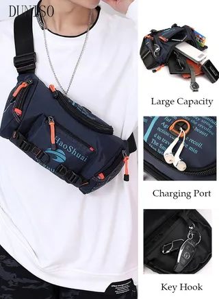 Compact Sling Bag for Men, Waterproof Crossbody Bag Chest Bag Shoulder Backpack with Buckle, Waist Bag Everyday Carry Bag for Travel, Work, Sport 