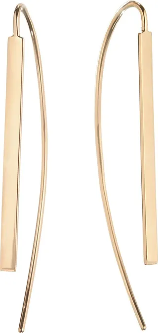 Jewelry Small Flat Bar Hooked On Hoop Earrings