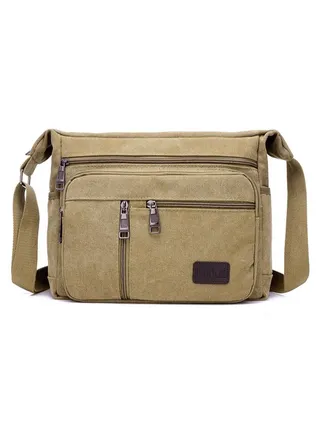 Canvas Shoulder Bag Crossbody Bag OutDoor Leisure Travel Backpack Brown 