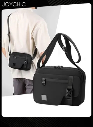 New Style Fashionable Nylon Waterproof One-shoulder Bag Men's Trendy Large Capacity Crossbody Bag Multifunctional Sports and Leisure Cycling Bag Black 