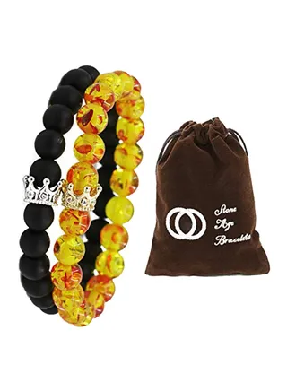 His And Hers Long Distance Relationship Matching Beaded Bracelet 