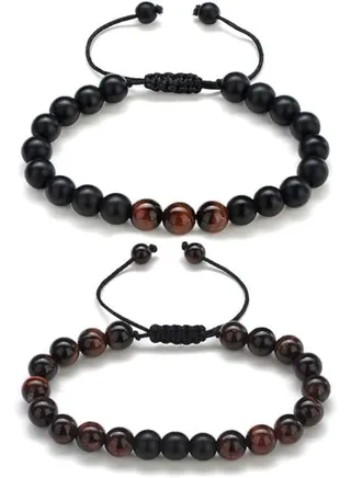 Tiger eye bracelet Two-piece matte black tiger 
