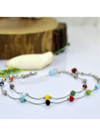 4ml Matte Colorful Crystals & Nickel Chrome Bracelet 