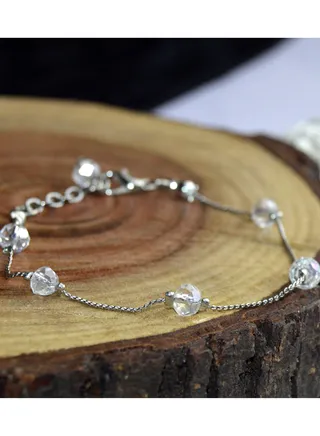 6ml Transparent Crystals & Nickel Chrome Bracelet 