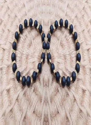 Handmade Black Agate Stone Men's Bracelet 