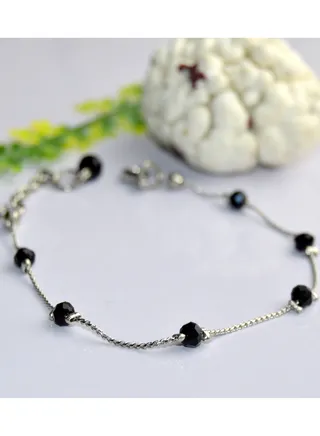 4ml Black Crystals & Nickel Chrome Chain Bracelet 