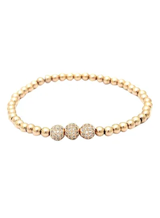 Spheres Cubic Zirconia Studded Bead Bracelet 