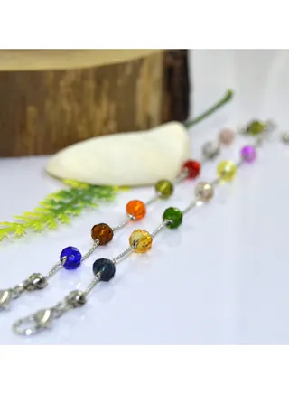 6ml Transparent Colorful Crystals & Nickel Chrome Bracelet 