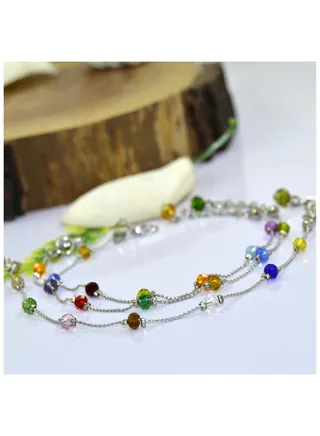 4ml Transparent Colorful Crystals & Nickel Chrome Chain Bracelet 