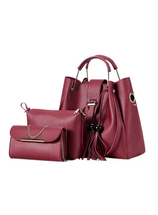 3-Piece Fashion Bag Set Gules 