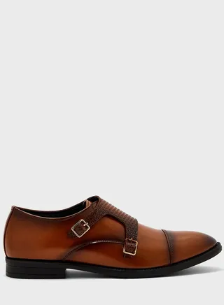 Textured Monk Strap Formal Slip Ons