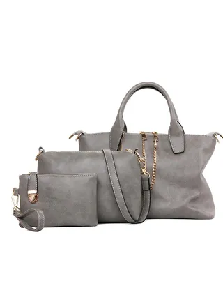 3-Piece Shoulder Bag Set Grey 