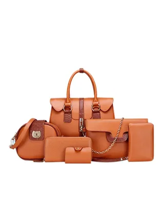 6-Piece Fashion Bags Brown 