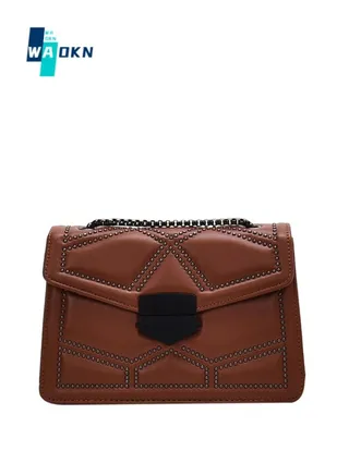 Women's Fashionable and Minimalist Shoulder Bag, Ladies Rivet Chain Small Square Bag Crossbody Bag Sling Bag Side Bag, Daily Commuting Handbag Carry Bag Gift Bag 