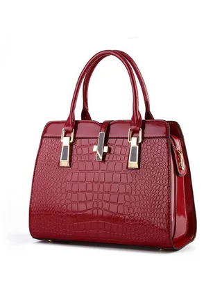 Crocodile Texture PU Leather Handbag, Women Leather Crossbody Bag 