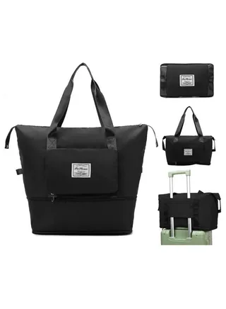 MYK Foldable Duffle Bag for Travelling |Waterproof and Large Travel Bag for Women Luggage | Expandable & Multipurpose Large Capacity Weekender Carry Bag for Women Travel (Black) 