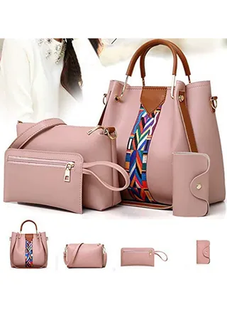 4 Pack Women Handbag Set, Soft PU Leather Top Handle Bags Set, Tote Bag, Shoulder Bags Crossbody Bag Wallet Purse 