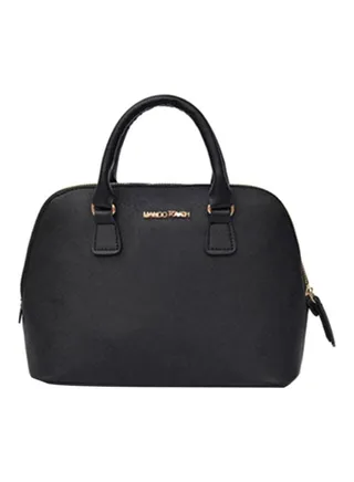 Polyester Zipper Shoulder Bag Black 