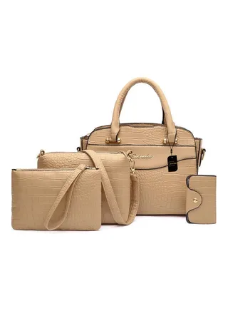 4-Piece Classic Elegant Fashion Shoulder Bag Set Beige 