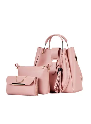 3-Piece Fashion Bag Set Pink 
