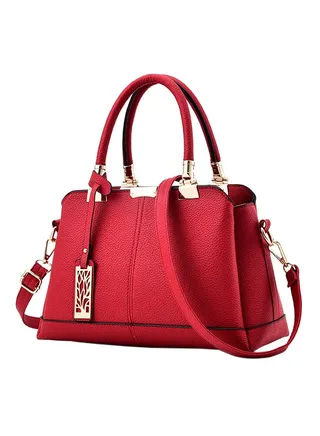 Leather Shoulder Bag Red 