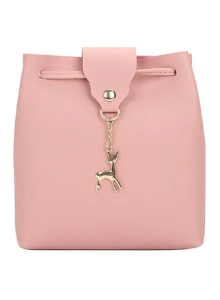 Deer Pendant Decorative Shoulder Bag Pink 