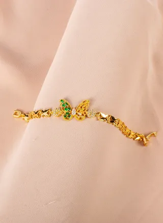 Chinese Gold Bracelet with a Zirconic Butterfly 