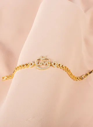 Chinese Gold Bracelet With Zirconic Apple with Zirconic Love word 